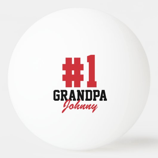 Nummer één Grandpa Red Monogrammed Vaderdag Pingpongbal (Voorkant)