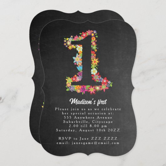 Nummer Een Lente Bloemen 1e Verjaardagsfeest Uitno Kaart (Voorkant / Achterkant)