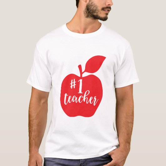 Nummer één leraar Apple T-shirt (Voorkant)