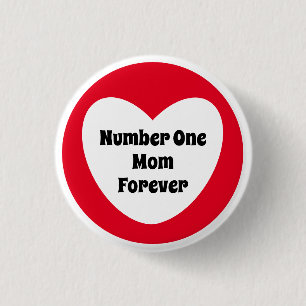 Nummer één mam Cute Red White Heart Ronde Button 3,2 Cm