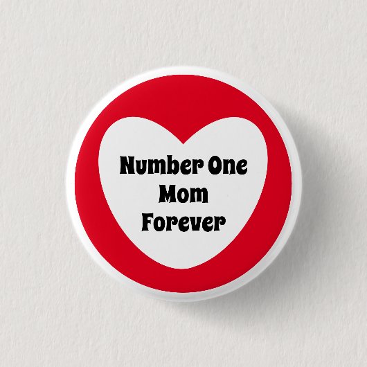 Nummer één mam Cute Red White Heart Ronde Button 3,2 Cm (Voorkant)