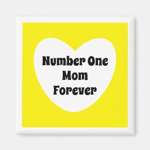 Nummer één mam Cute Yellow White Heart Magneet