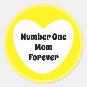 Nummer één mam Cute Yellow White Heart Ronde Sticker