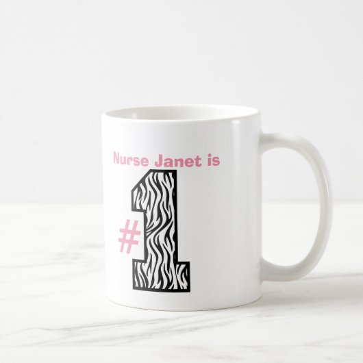 Nummer één NURSE Big Pattered Number Cadeaubon Koffiemok (Rechts)