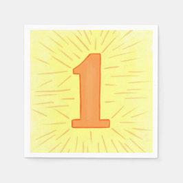 Nummer één Oranje geel verjaardagsservetten Servet