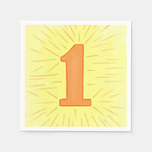Nummer één Oranje geel verjaardagsservetten Servet