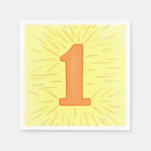 Nummer één Oranje geel verjaardagsservetten Servet (Voorkant)