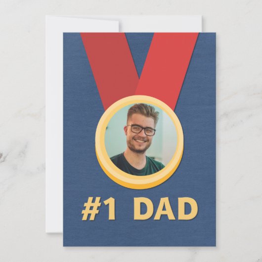 Nummer één pap foto Medal Vaderdag Feestdagenkaart (Voorkant)