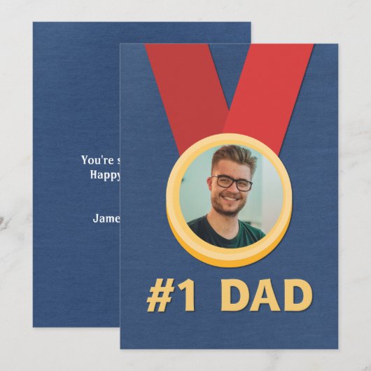 Nummer één pap foto Medal Vaderdag Feestdagenkaart (Voorkant / Achterkant)