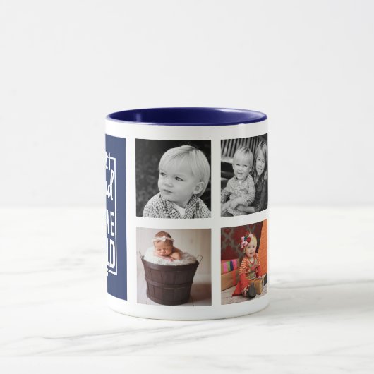 Nummer één pap Navy Blue Custom Photo Collage Mok (Midden)