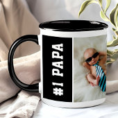 Nummer één Papa Black Aangepast 4 Fotocollage Mok