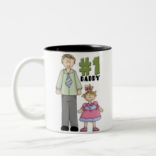 Nummer één papa blond meisje  tweekleurige koffiemok (Links)