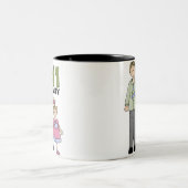 Nummer één papa blond meisje  tweekleurige koffiemok (Center)