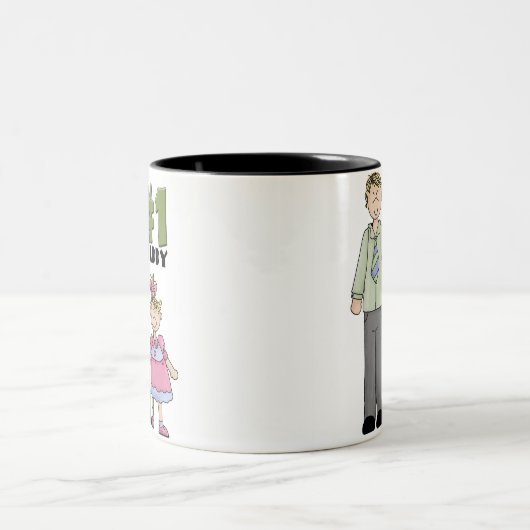 Nummer één papa blond meisje  tweekleurige koffiemok (Center)