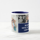 Nummer één Papa Navy Blauwe Aangepaste 4 Foto Coll Mok (Midden)