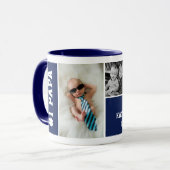 Nummer één Papa Navy Blauwe Aangepaste 4 Foto Coll Mok (Voorkant links)