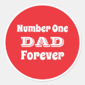 Nummer één papa rood en wit Vaderdag Ronde Sticker (Voorkant)
