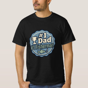 Nummer één papa vissers Vaderdag verjaardag T-shirt