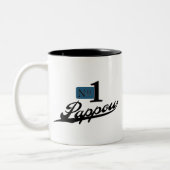 Nummer één Pappou Tweekleurige Koffiemok (Links)