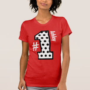 Nummer één poladots groot nummer Aangepaste naam T-shirt