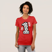 Nummer één poladots groot nummer Aangepaste naam V T-shirt (Voorkant volledig)