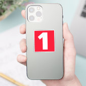 Nummer één rode en witte sticker (Telefoon)