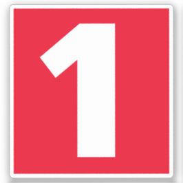 Nummer één rode en witte sticker