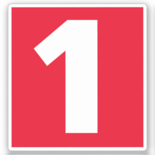 Nummer één rode en witte sticker