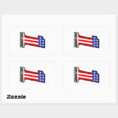 Nummer één sticker, rood, wit en blauw rechthoekige sticker (Vel)