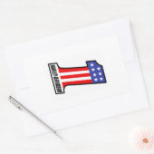 Nummer één sticker, rood, wit en blauw rechthoekige sticker (Envelop)