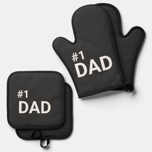 Nummer één vader Eenvoudig Minimalistisch Modern G Ovenwant & Pannenlap Set (Voorkant / Achterkant)