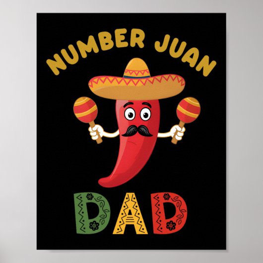 Nummer Een Vader Grappig Vaderdag Mexicaan Juan Da Poster (Voorkant)