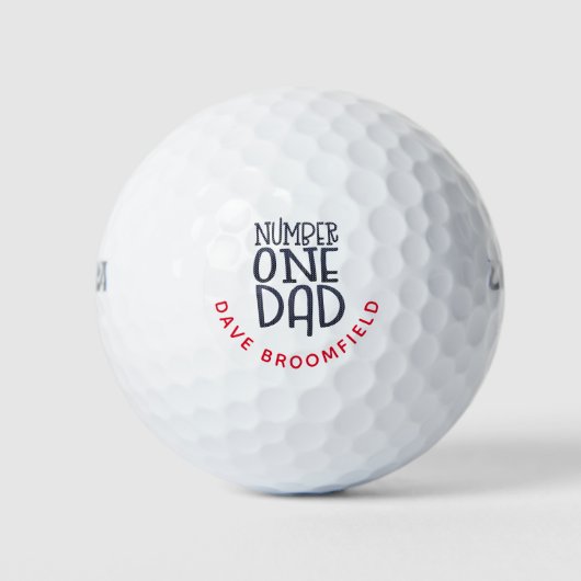 Nummer één vader zwarte naam Rode Typografie Golfballen (Voorkant)