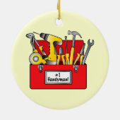 Nummer één vak met gereedschapsdoos keramisch ornament (Achterkant)