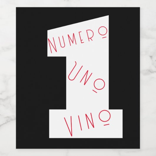 Nummer één Wijn Numero Uno Video visuele tekst Wijn Etiket (Enkel label)