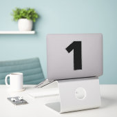 Nummer één zwarte en witte sticker (Laptop op bureau)