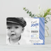 Nummer EERSTE BIRTHDAY-fotouitnodiging Kaart (Staand voorkant)