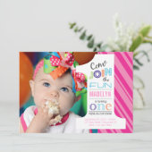 Nummer EERSTE BIRTHDAY-uitnodiging Kaart (Staand voorkant)