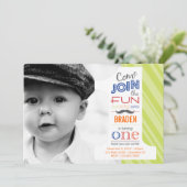 Nummer eerste BIRTHDAY-uitnodiging voor MUSTACHE Kaart (Staand voorkant)