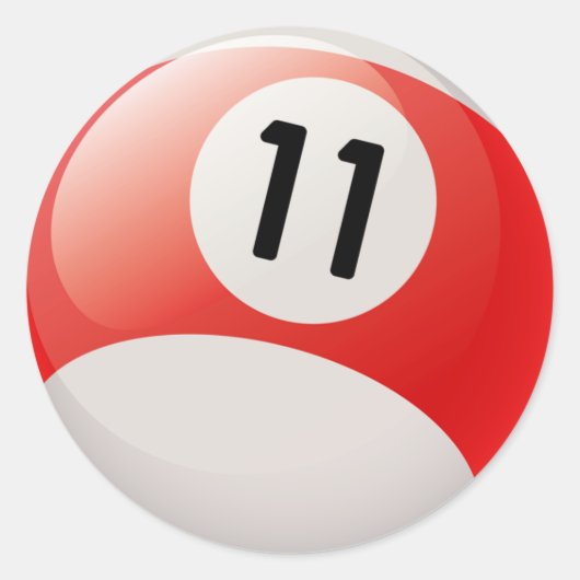 NUMMER ELEVEN BILLIARDS BALL RONDE STICKER (Voorkant)