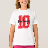 Nummer en naam gepersonaliseerd  t-shirt (Voorkant)