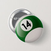 NUMMER FOURTEEN BILLIARDS BALL RONDE BUTTON 5,7 CM (Voorkant /achterkant)