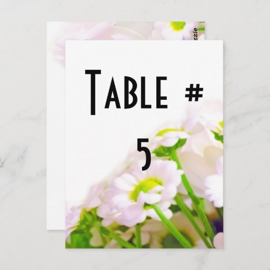 Nummer gasttabel briefkaart (Voorkant / Achterkant)