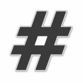 Nummer Hashtag Black en White Sticker (Voorkant)