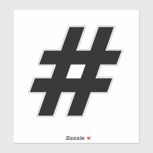Nummer Hashtag Black en White Sticker