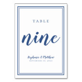 Nummer Negen eenvoudige klassieke blauwe bruiloft Kaart (Achterkant)
