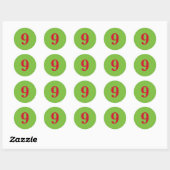 Nummer negen planning eenvoudig 9 groen rood ronde sticker (Vel)