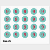 Nummer Negen planning levert eenvoudig 9 aqua wit Ronde Sticker (Vel)