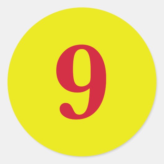 Nummer Negen planning simpel 9 geel rood Ronde Sticker (Voorkant)