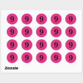 Nummer Negen planningbenodigdheden simpel 9 roze z Ronde Sticker (Vel)